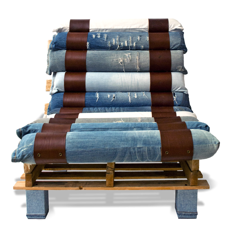 Armchair made from pallets and jeans 3