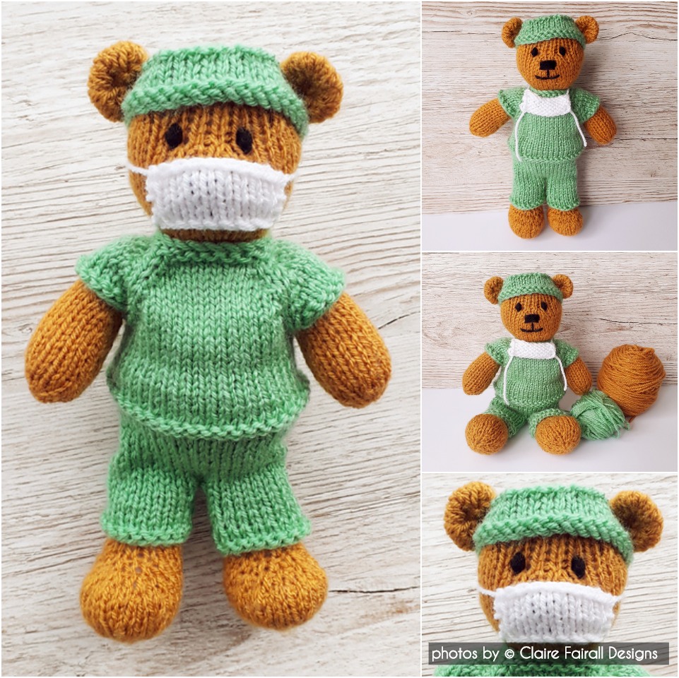 Cute Little Doctor Knitting Bear Claire Fairall Designs